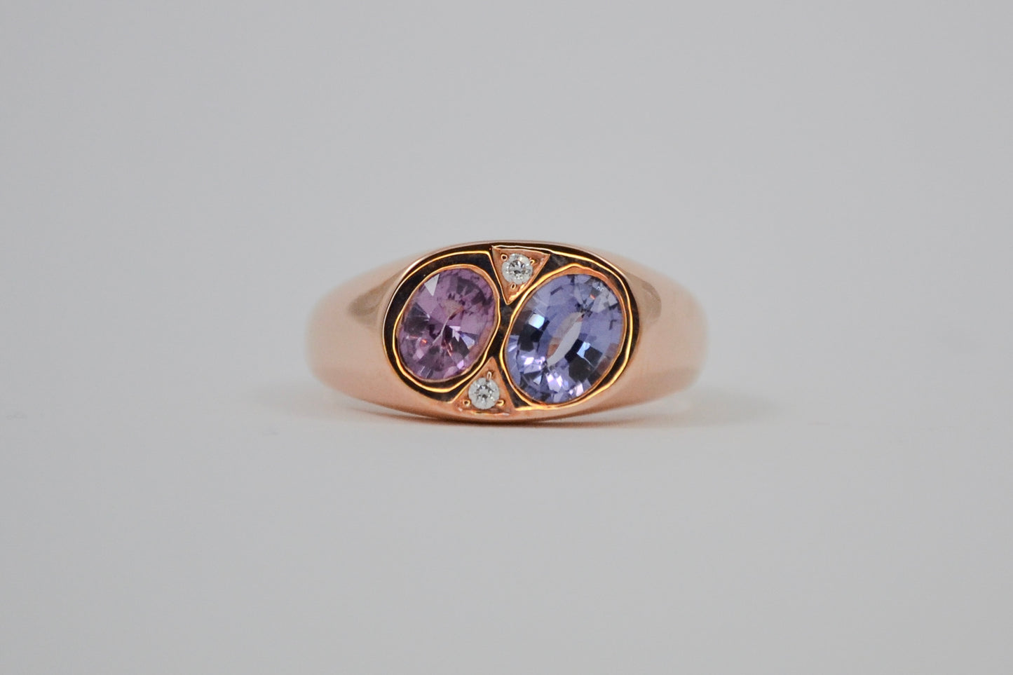 Chevalière en Or rose 14K Spinelles