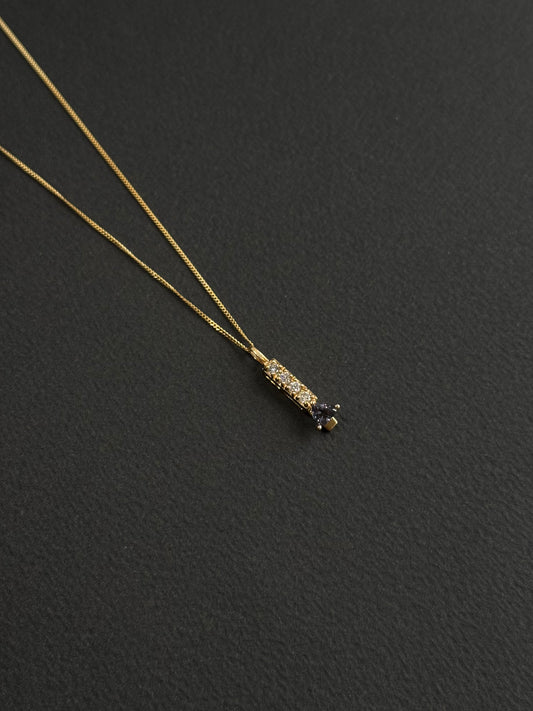 Collier en or jaune 9K Diamants et Spinelle