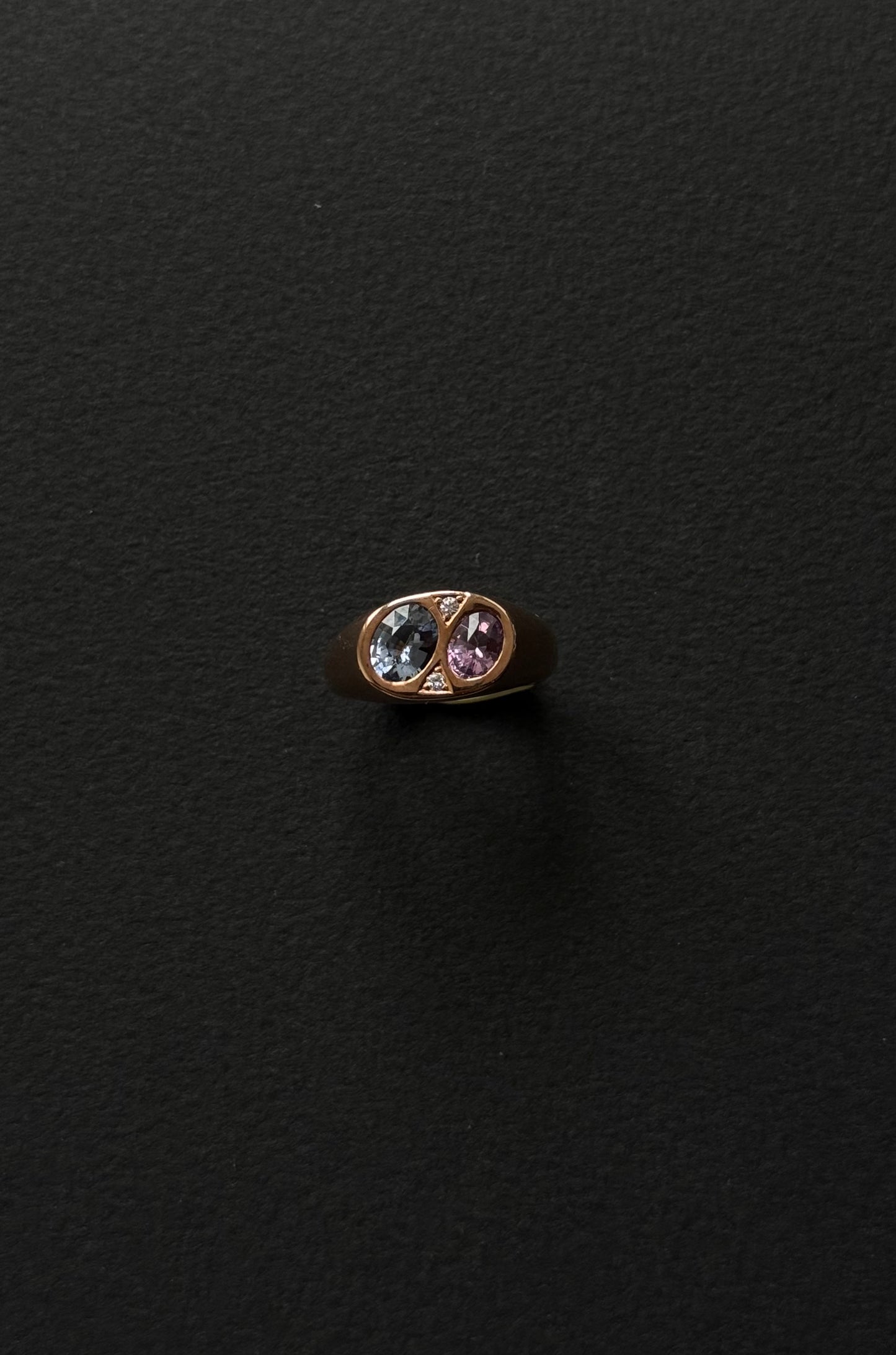 Chevalière en Or rose 14K Spinelles